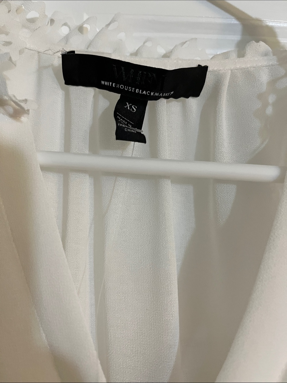 White House Black Market Laser Cut Ruffle Sleeve Blouse - Picture 4 of 7
